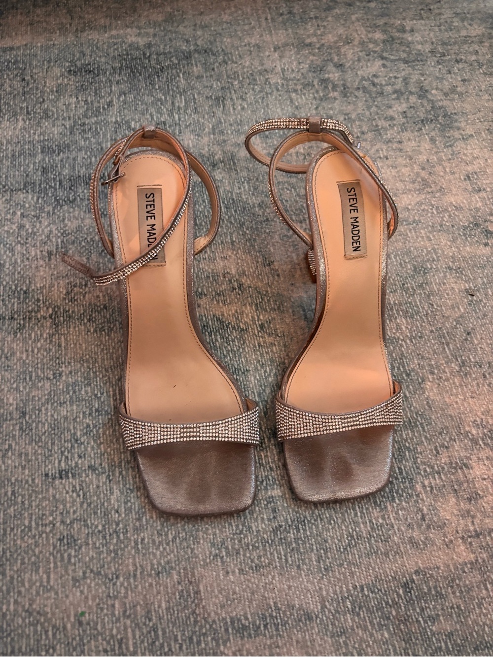 Steve Madden Rose Gold Rhinestone Ankle Strap Heels